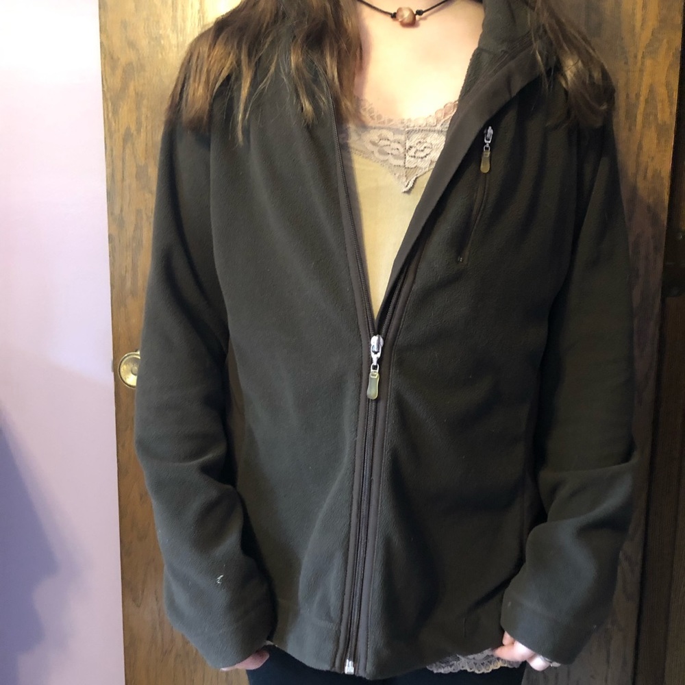 Full zip brown sweat shirt